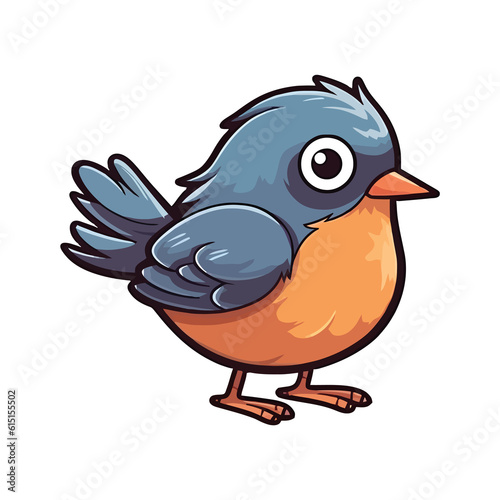 Joyful Feathered Friend: Playful 2D Illustration of a Darling Robin © pisan