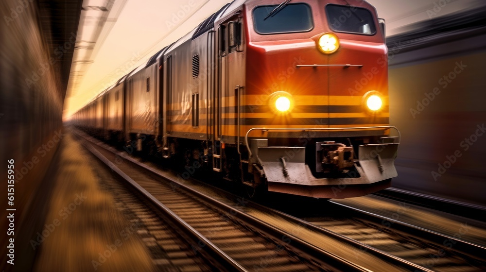 A high-speed train is rushing along the tracks. Generative AI A high-speed train is rushing along the tracks. Generative AI