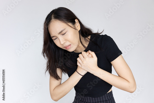 Asian woman suffering sudden heart attack  cardiac arrest