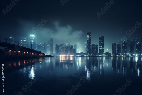 Generative AI. city ​​view background at night