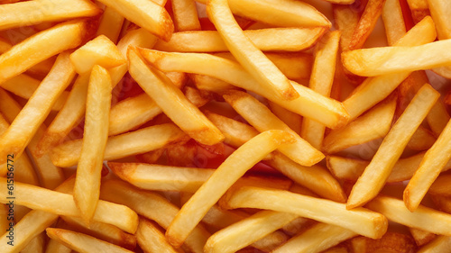 French fries with ketchup, fast food concept, unhealthy food