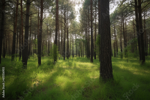Generative AI. pine forest scenic background