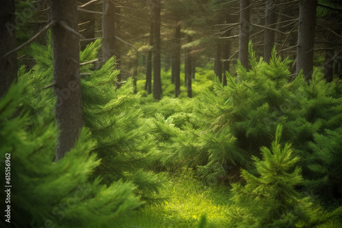 Generative AI. pine forest scenic background