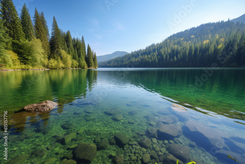 Generative AI. serene lake view background