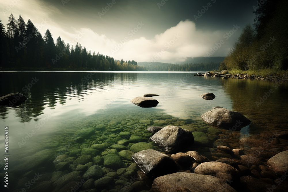 Generative AI.
serene lake view background