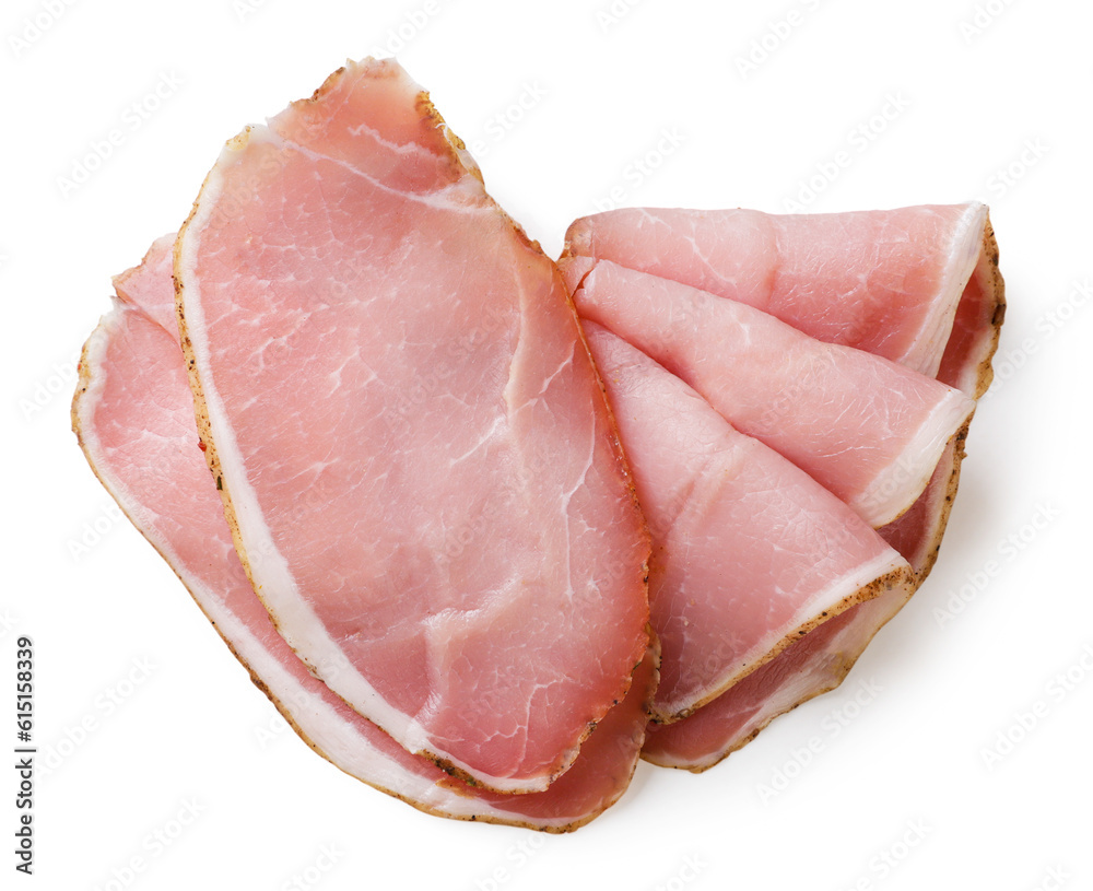 Pork balyk close-up on a white. Top view