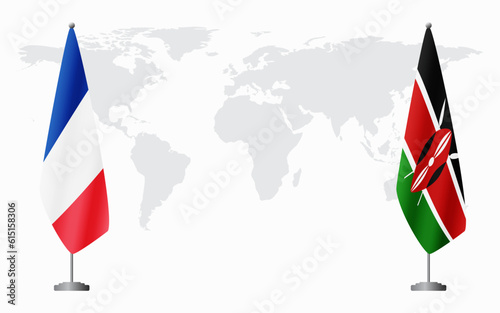 France and Kenya flags for official meeting