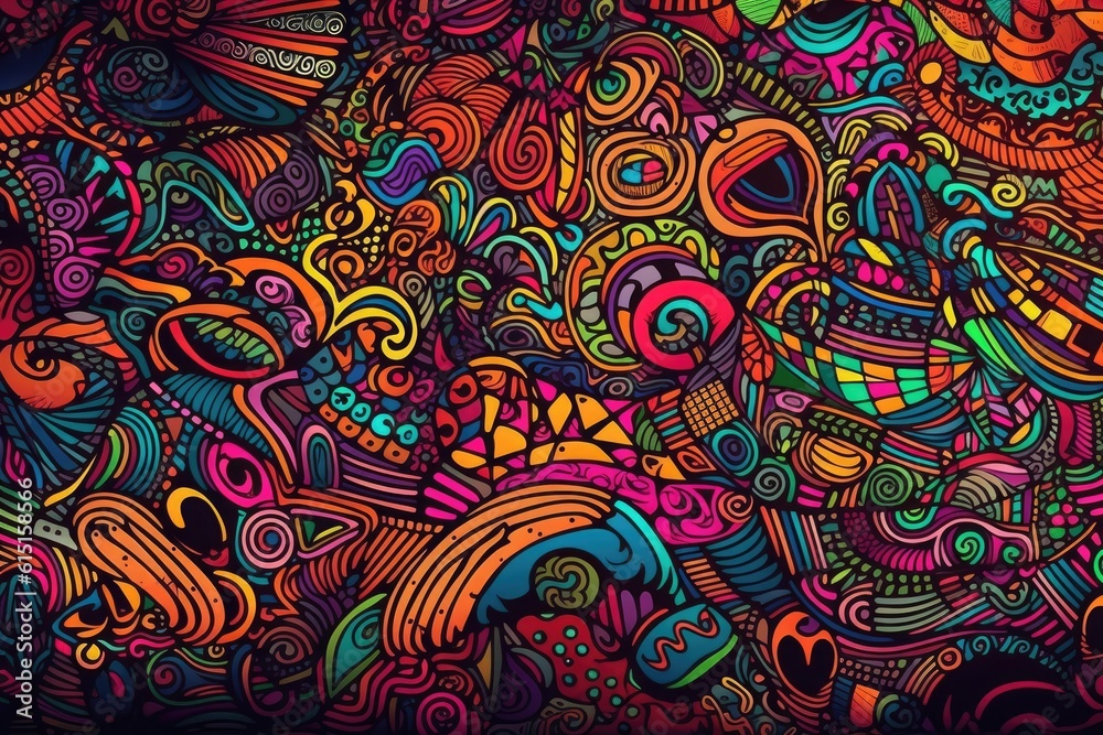 Colourful doodle pattern