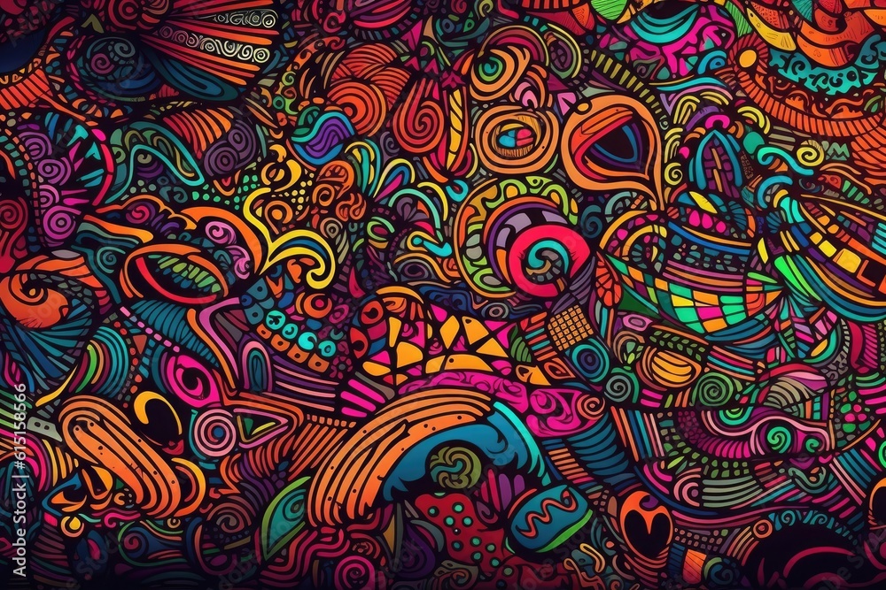 Colourful doodle pattern Colourful doodle pattern