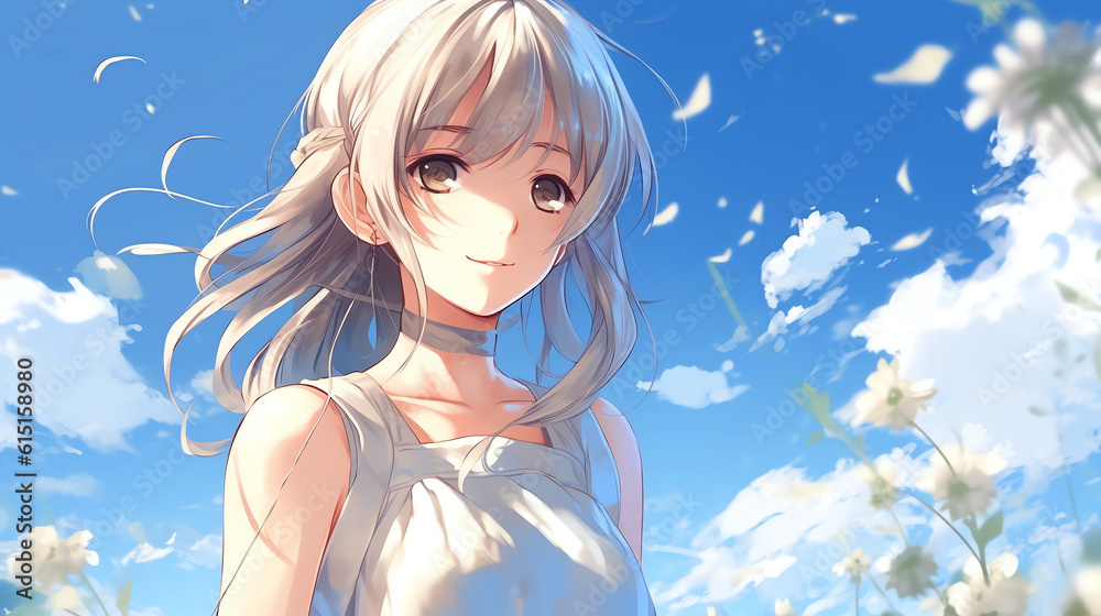 cartoon anime beautiful girl under the blue sky illustration
cartoon anime beautiful girl under the blue sky illustration