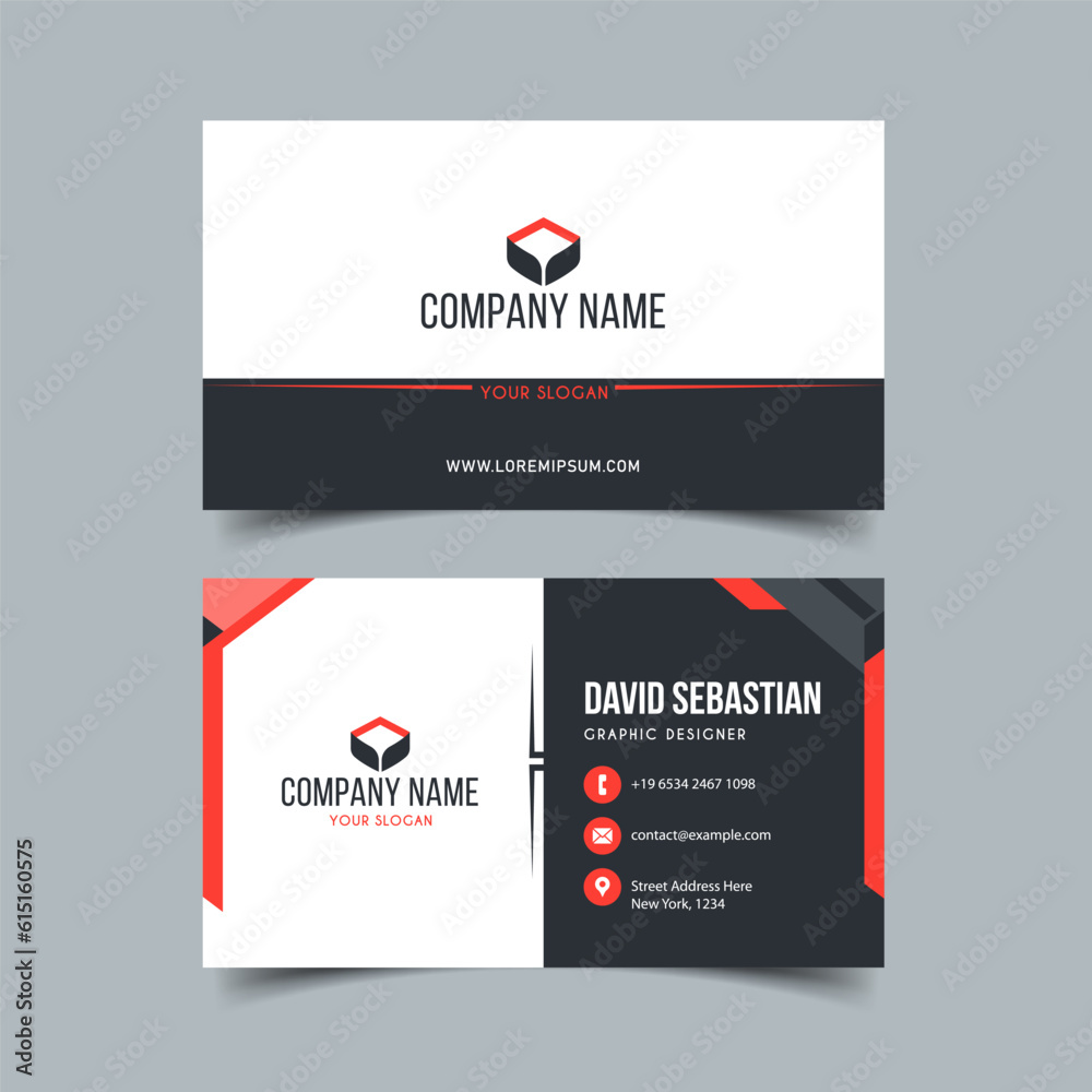 Black and Orange Modern Creative Business Card and Name Card, Horizontal Simple Clean Template Vector Design