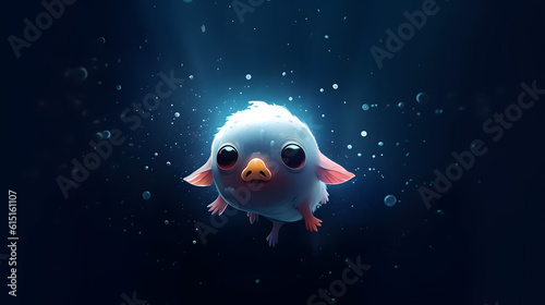 A cute little animal is floating in space. Generative AI