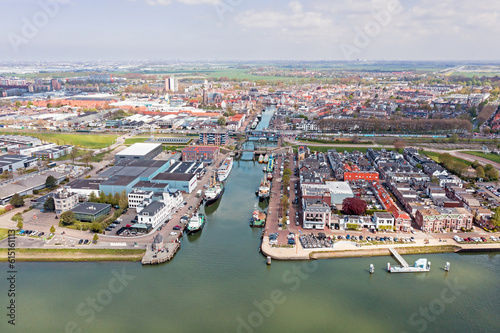 Aerial from the city Maassluis in the Netherlands photo