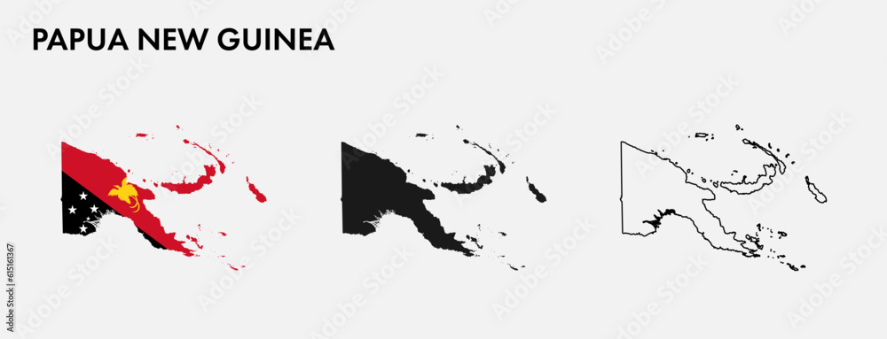 Set of Papua new guinea map isolated on white background, vector ...