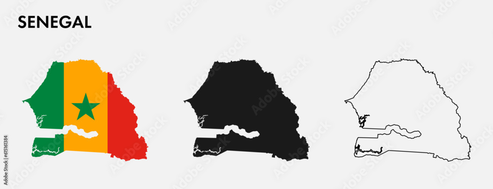 Set of Senegal map isolated on white background, vector illustration ...