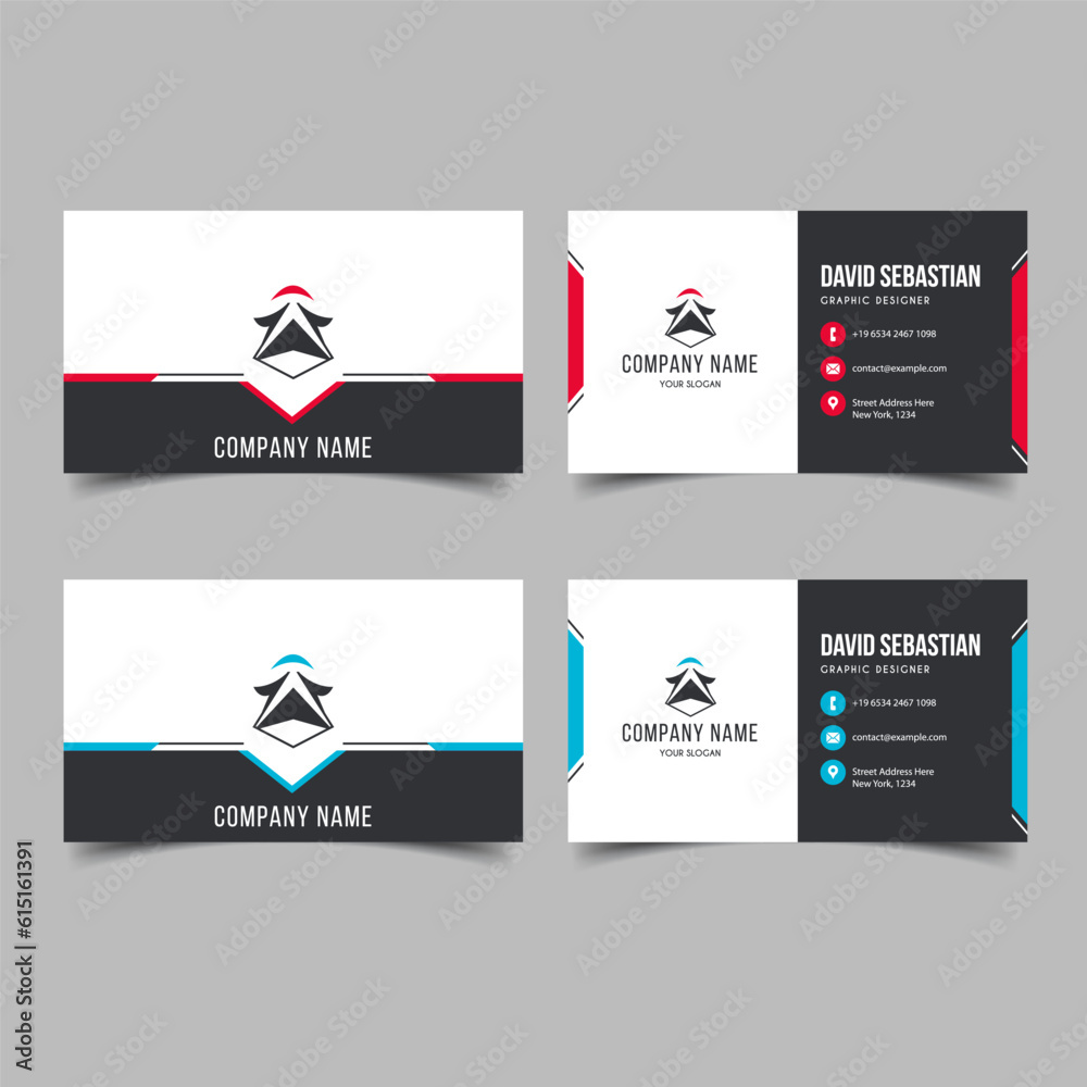 Red and Blue Modern Creative Business Card and Name Card, Horizontal Simple Clean Template Vector Design Red and Blue Modern Creative Business Card and Name Card, Horizontal Simple Clean Template Vector Design