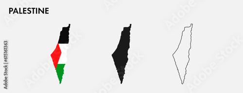 Set of Palestine map isolated on white background, vector illustration design