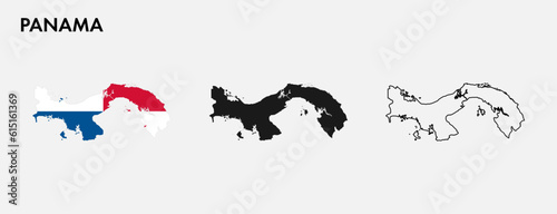 Set of panama map isolated on white background, vector illustration design