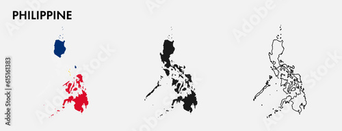Set of Philippine map isolated on white background, vector illustration design
