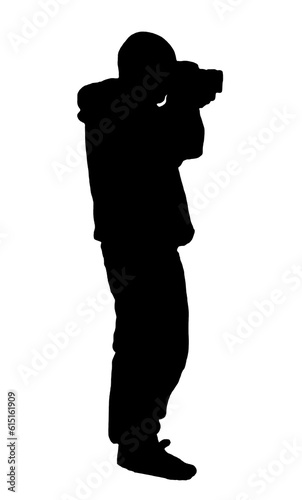 Adult man taking photo isolated silhouette