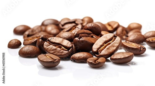 white background with coffee beans. generate ai