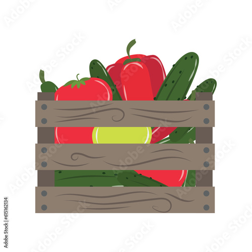 Illustration with fresh farm vegetables