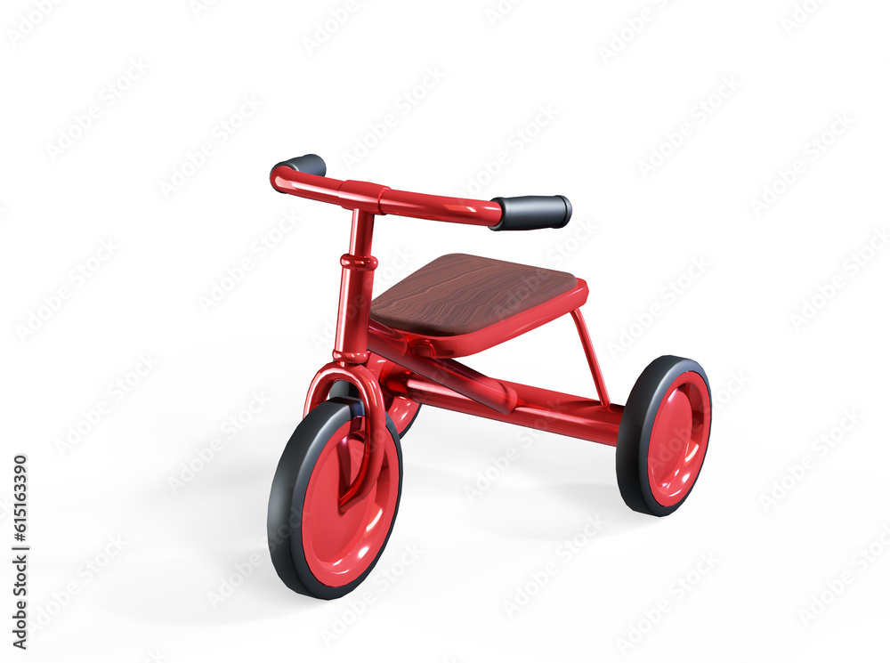 Red and blue tricycles - studio shot 3d render Red and blue tricycles - studio shot 3d render