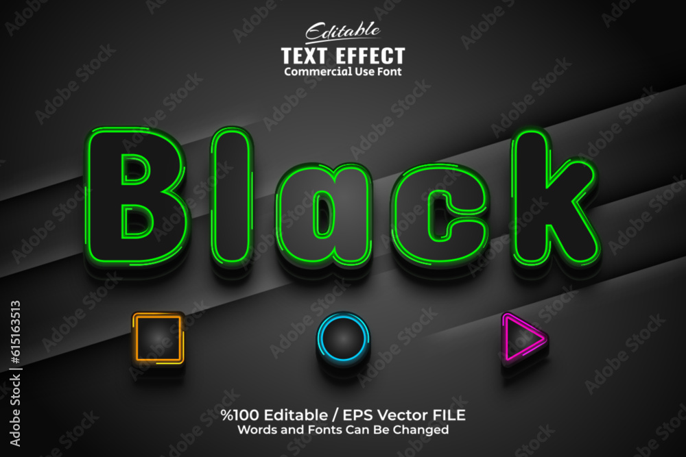 Neon Style Editable Text Effect, Black Text Effect Neon Style Editable Text Effect, Black Text Effect