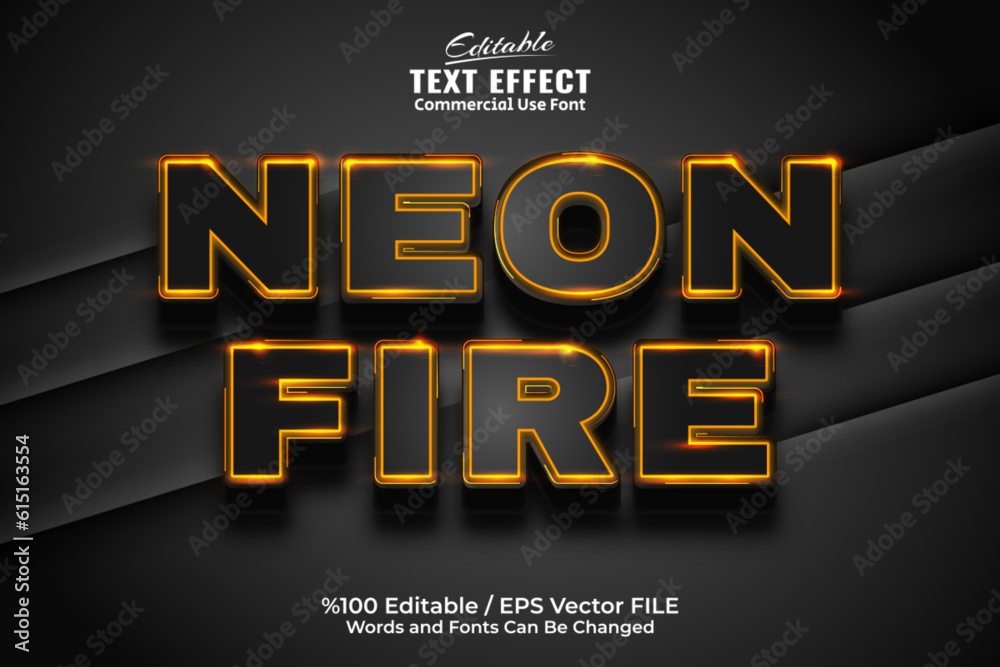 Neon Style Editable Text Effect, Neon Fire Text Effect