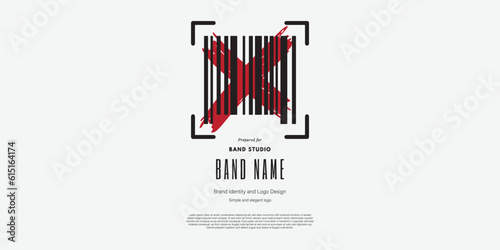 barcode cross logo design for studio name or other with rocker theme