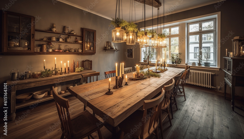 Modern luxury meets rustic elegance in comfortable domestic living space generated by AI Modern luxury meets rustic elegance in comfortable domestic living space generated by AI