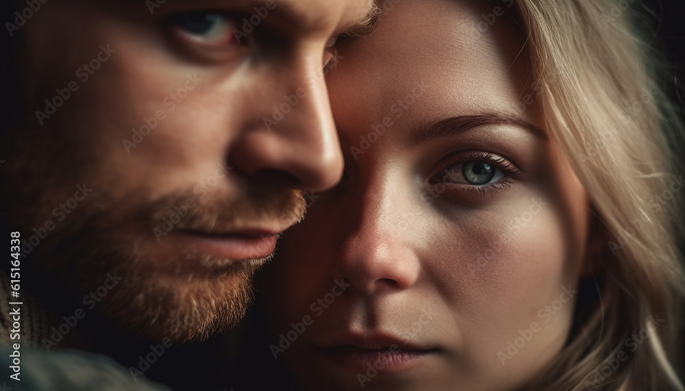 A passionate young couple in love, embracing and smiling together generated by AI A passionate young couple in love, embracing and smiling together generated by AI