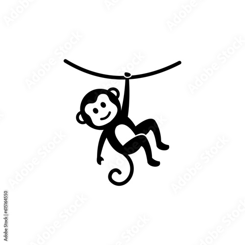 cute hanging monkey illustration design, baby monkey icon