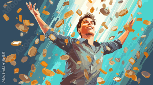 Money Rain: Vector Illustration of Success