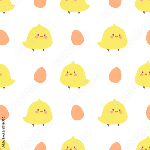 Cute little yellow bird seamless vector pattern