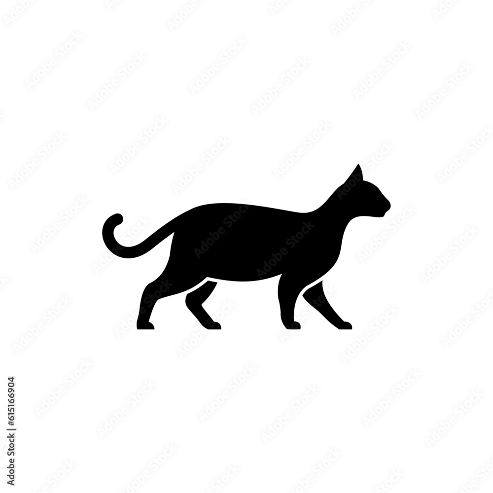 walking cat icon illustration design, cat silhouette symbol