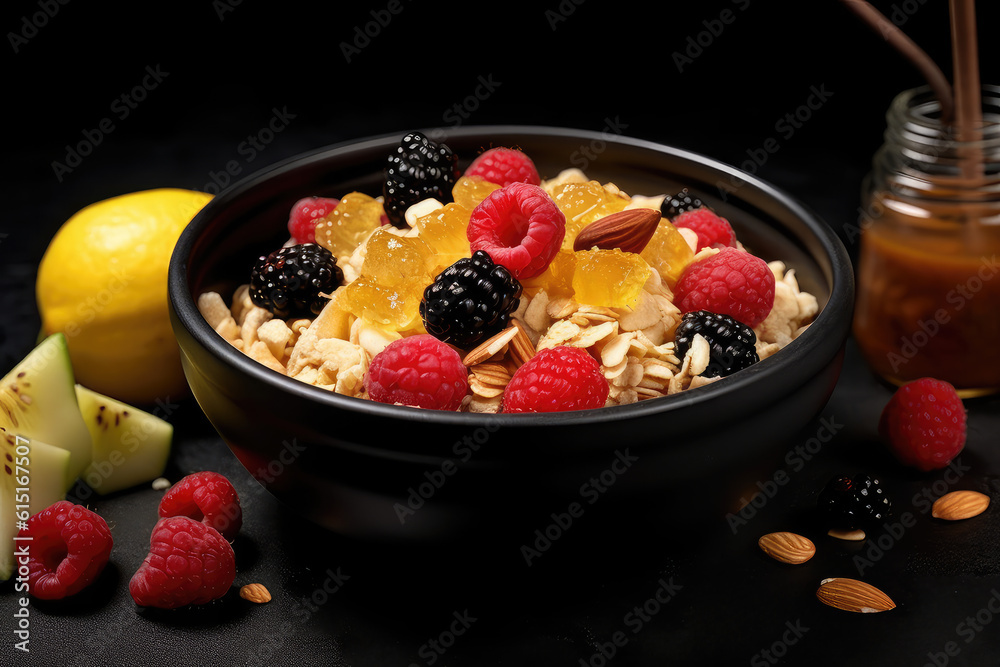 Oatmeal with nuts and honey - ai generated Oatmeal with nuts and honey - ai generated