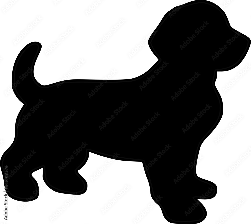 Small Dachshund Inspired Cartoon silhouette outline