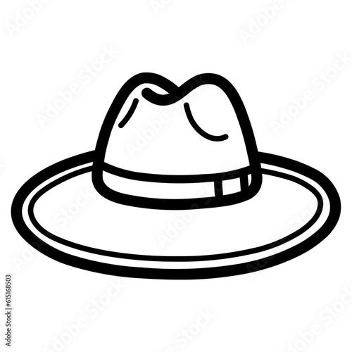 fedora hat line icon style
