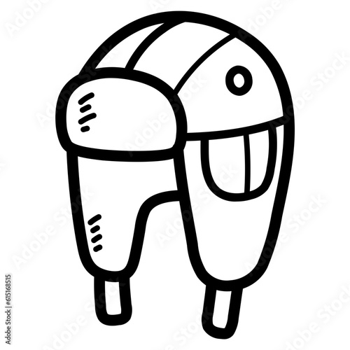trapper hat line icon style