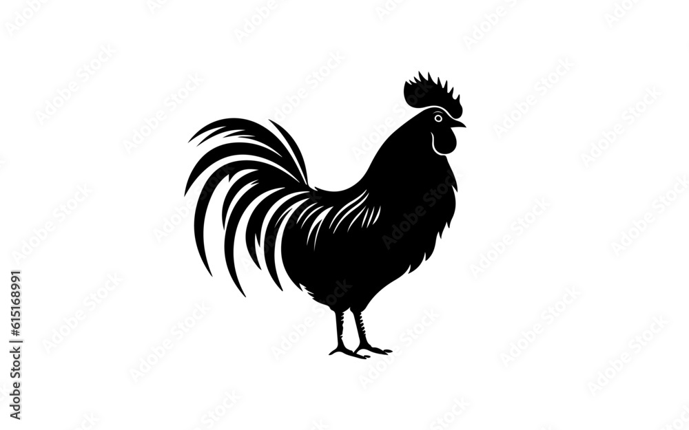 A chicken shape isolated illustration with black and white style for template. A chicken shape isolated illustration with black and white style for template.