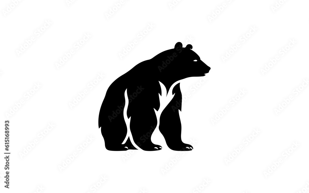 Fototapeta premium A bear shape isolated illustration with black and white style for template.