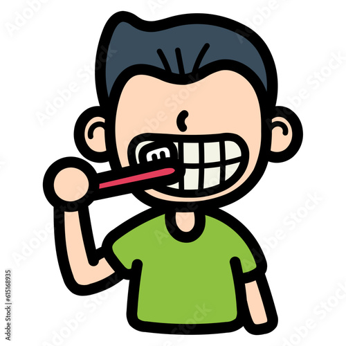 tooth brushing filled outline icon style