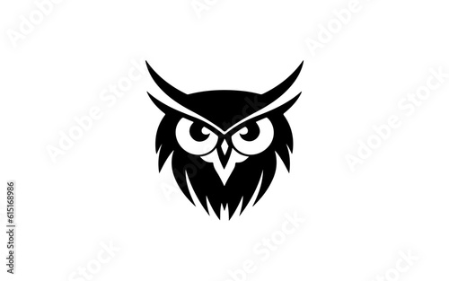 A head of owl shape isolated illustration with black and white style for template.