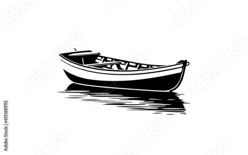 A boat shape isolated illustration with black and white style for template.