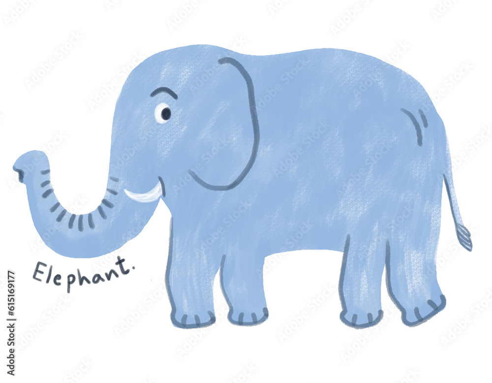 Elephant. Hand-drawn character animal illustration isolated on white background. Pastel. Watercolor. Oil pastel. Crayon and Chalk. Elephant. Hand-drawn character animal illustration isolated on white background. Pastel. Watercolor. Oil pastel. Crayon and Chalk.