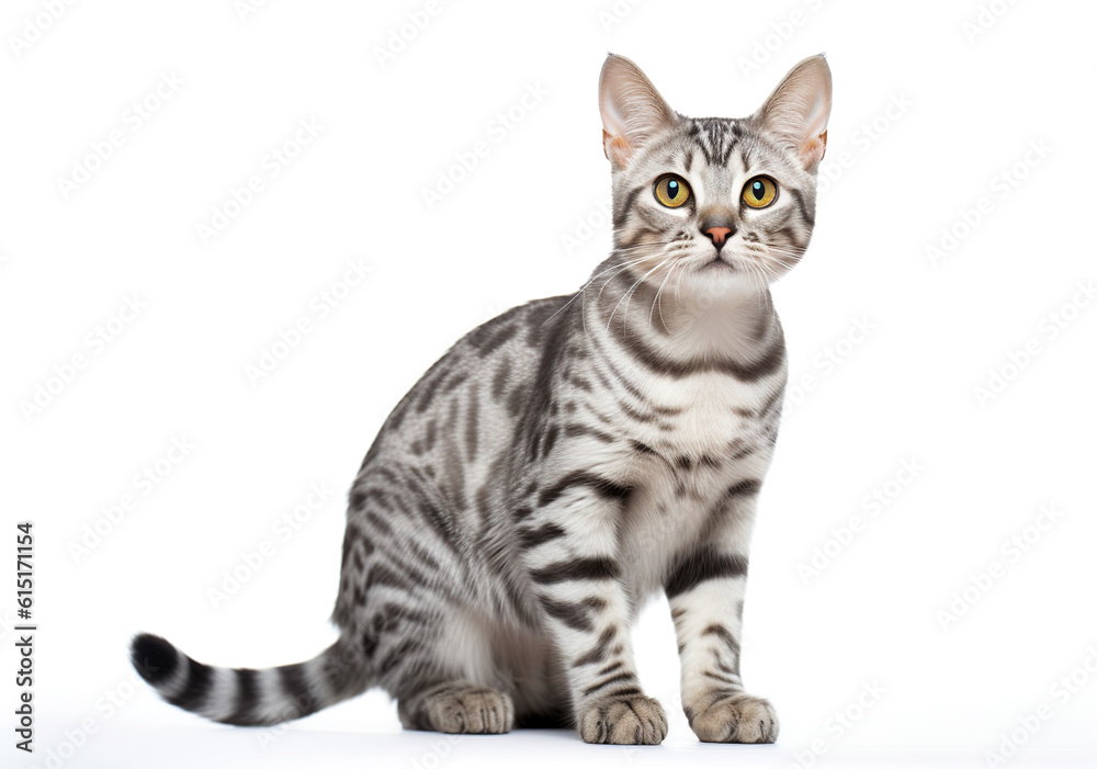 Obraz premium Silver bengal cat isolated on white background.