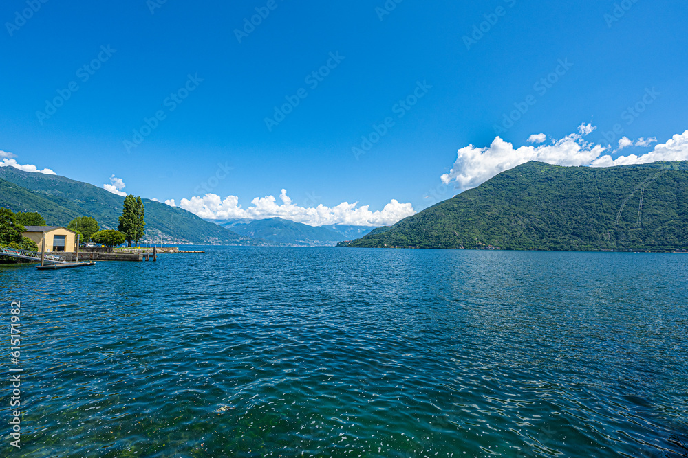 View of Lake Maggiore from Cannobio- Lago Maggiore, Verbania, Piemont, Italy