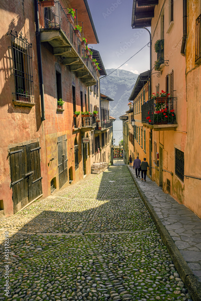 Street in the historic old town of Cannobio - Lago Maggiore, Verbania, Piemont, Italy