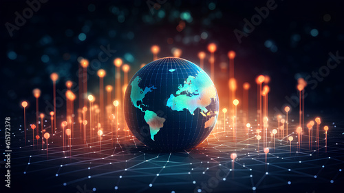  Global business growth graph stock financial success market chart on digital investment strategy exchange finance background of technology economy communication network connection. IA generative.